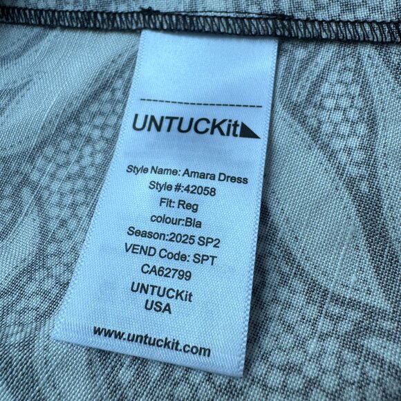 UNTUCKit Amara Dress Large Black White Drop Waist Sleeveless Button Up Linen - Picture 9 of 14